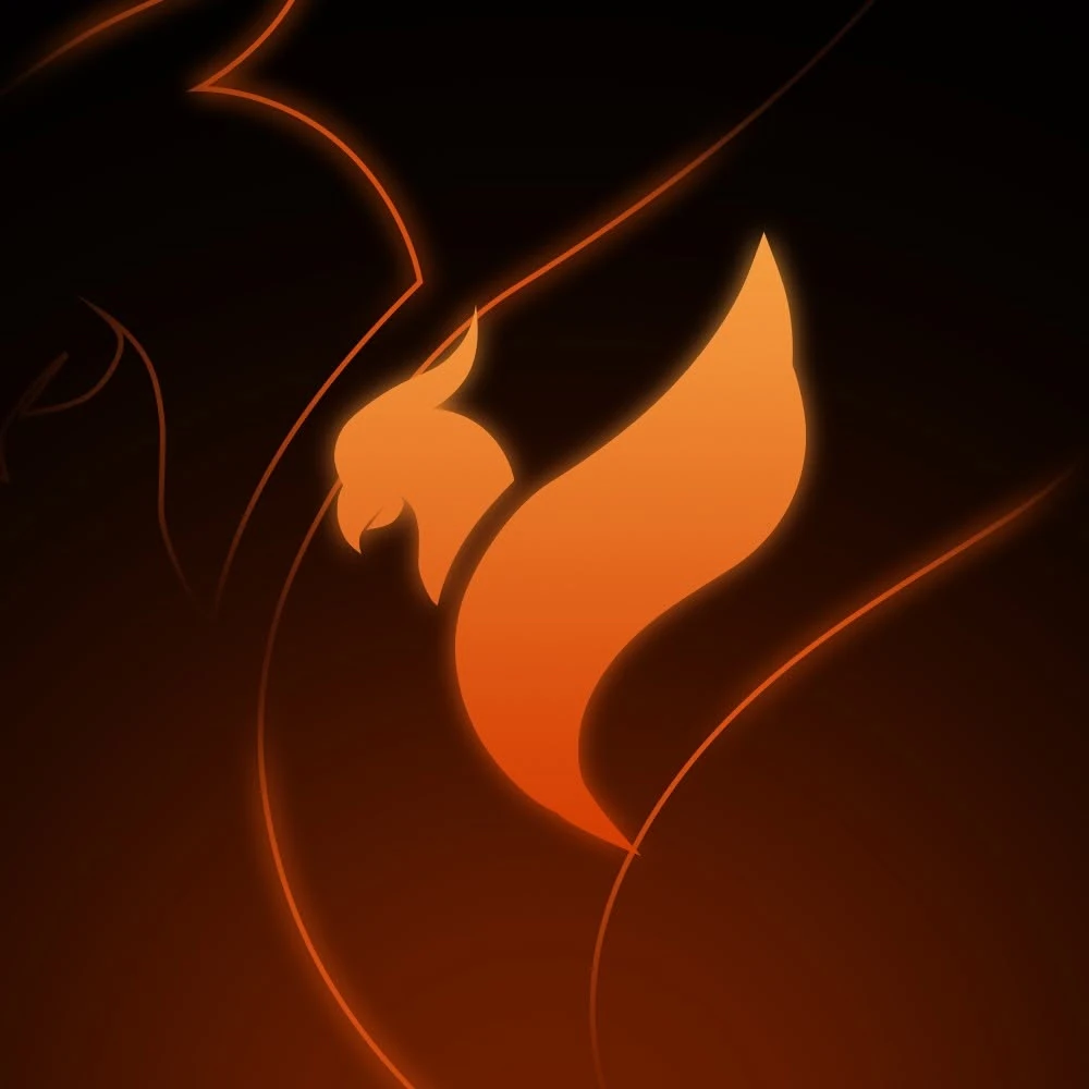 Cefiro logo mark, a stylized phoenix, designed by me